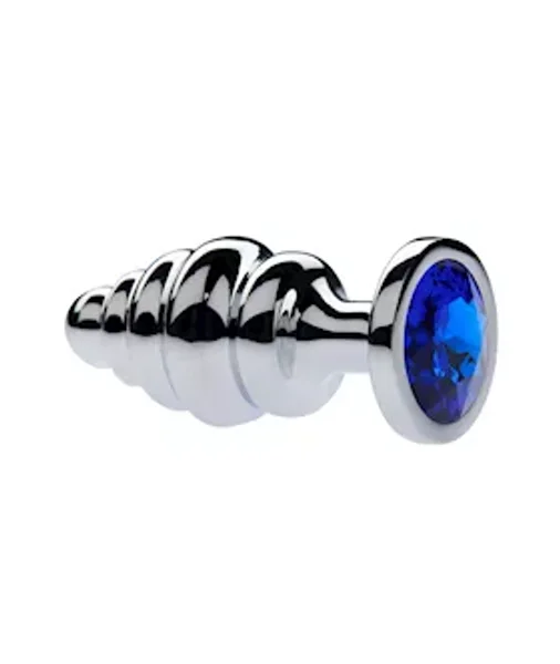Kink Range Alloy Gemmed Butt Plug - 3.2 Inch - Blue - Medium — image 2 of 2