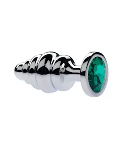 Kink Range Alloy Gemmed Butt Plug - 3.2 Inch - Green - Medium — image 3 of 4
