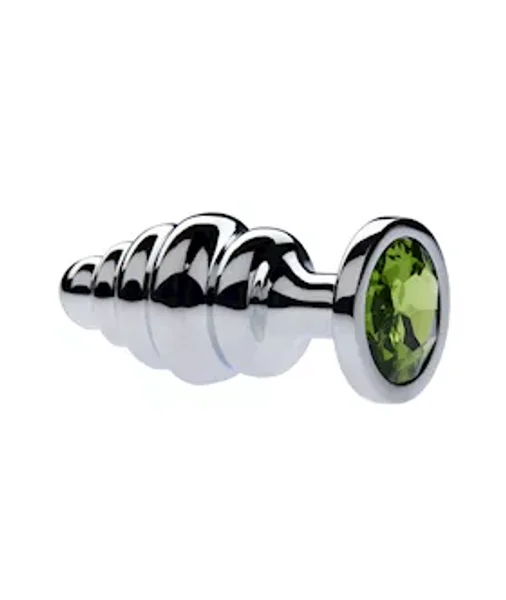 Kink Range Alloy Gemmed Butt Plug - 3.2 Inch - Green - Medium — image 4 of 4