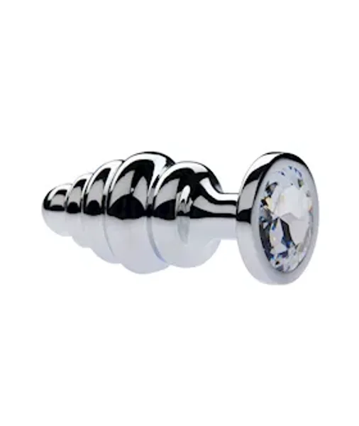 Kink Range Alloy Gemmed Butt Plug - 3.2 Inch - White - Medium — image 2 of 2