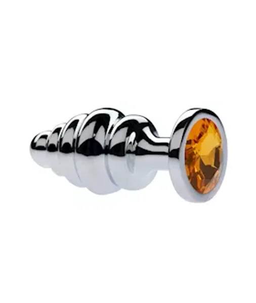 Kink Range Alloy Gemmed Butt Plug - 3.2 Inch - Yellow - Medium — image 2 of 2