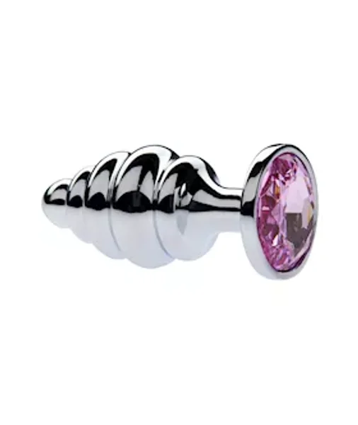 Kink Range Alloy Gemmed Butt Plug - 3.7 Inch - Baby Pink - Large — image 2 of 2