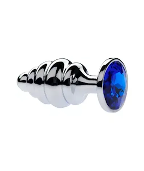 Kink Range Alloy Gemmed Butt Plug - 3.7 Inch - Blue - Large — image 2 of 2