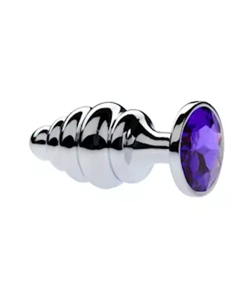 Kink Range Alloy Gemmed Butt Plug - 3.7 Inch - Purple - Large — image 3 of 3