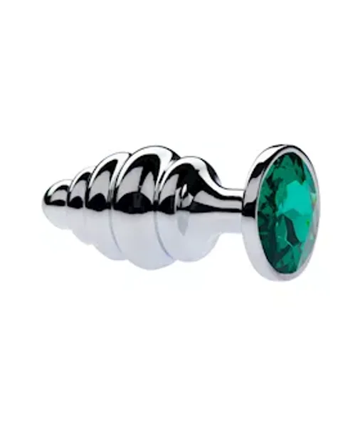 Kink Range Alloy Gemmed Butt Plug - 3.7 Inch - Green - Large — image 3 of 4