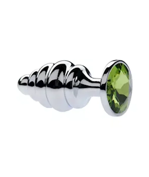 Kink Range Alloy Gemmed Butt Plug - 3.7 Inch - Green - Large — image 4 of 4