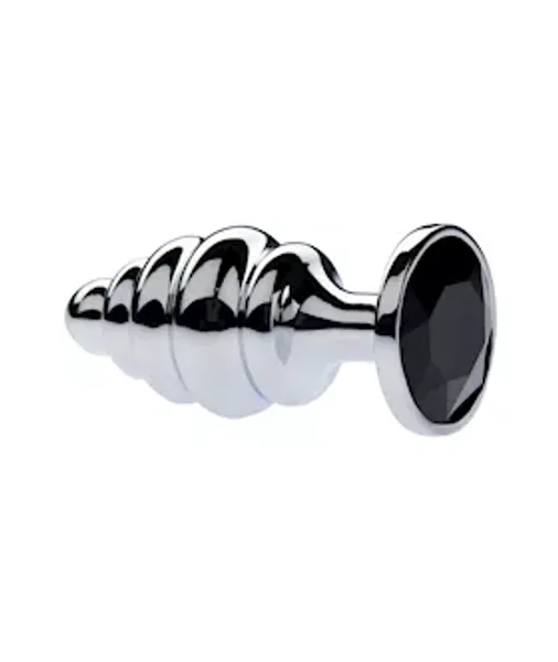 Kink Range Alloy Gemmed Butt Plug - 3.7 Inch - Black - Large — image 2 of 2