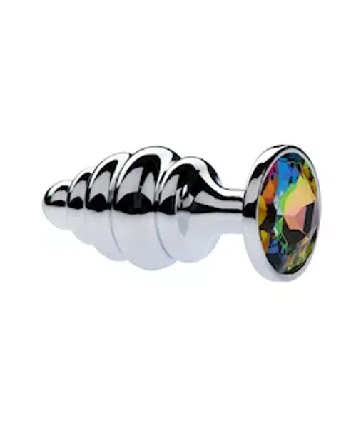 Kink Range Alloy Gemmed Butt Plug - 3.7 Inch - Rainbow - Large — image 2 of 2