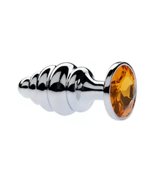 Kink Range Alloy Gemmed Butt Plug - 3.7 Inch - Yellow - Large — image 2 of 2