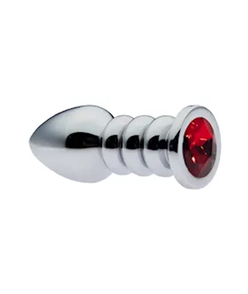 Kinki Ribbed Gemmed Butt Plug - Red - Large — image 2 of 2