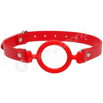 Ouch Red Silicone Ring Gag With Adjustable Leather Strap