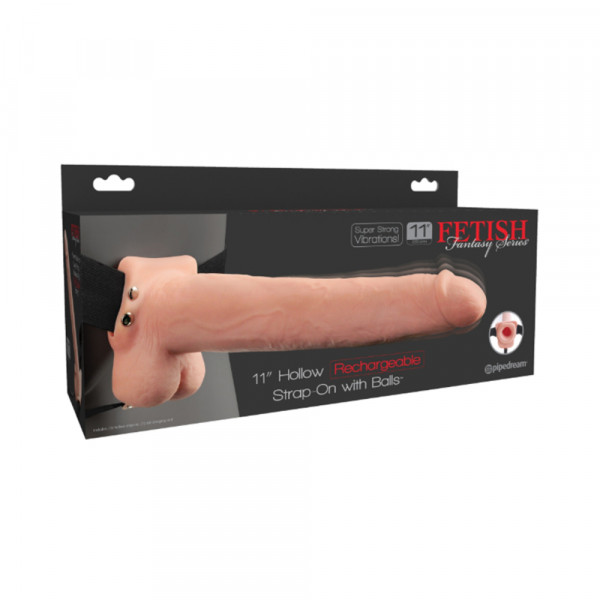 Fetish Fantasy 11in Hollow Rechargeable Strap-on With Balls, Flesh