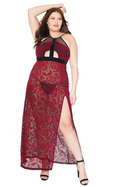 Velvet Jacquard Lace Lingerie Dress — image 5 of 16