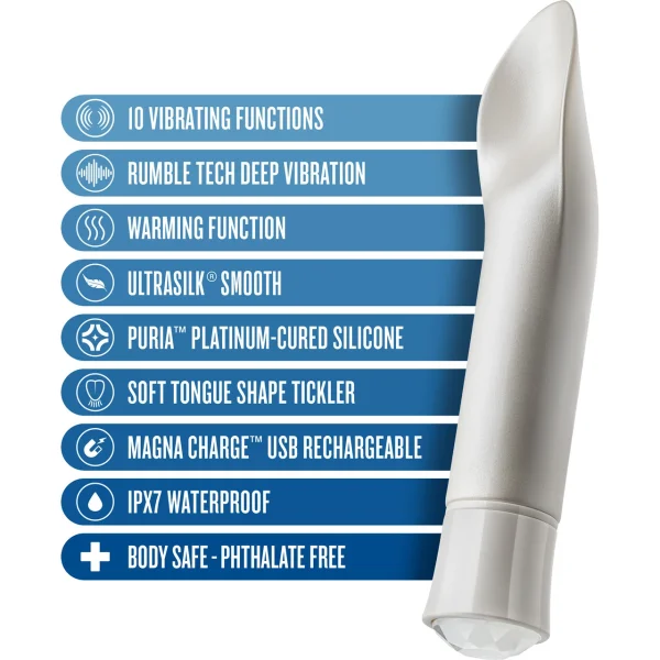 Oh My Gem Bold Rechargeable Waterproof Silicone Warming Vibrator By Blush - Diamond