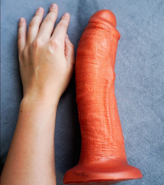 SquarePegToys® Leo Harness SuperSoft Bronze Silicone Dildo with SquarePegHole™