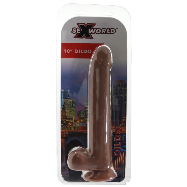 Sex World 10 Inch Dildo in Brown — image 5 of 6
