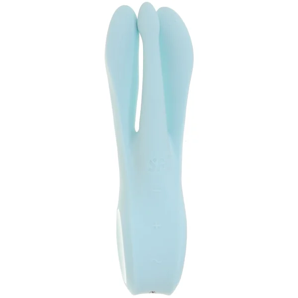 Satisfyer Threesome 1 Rechargeable Waterproof 12-Function Dual Stimulation Vibrator - Light Blue