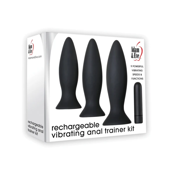 Adam & Eve Rechargeable Vibrating Anal Training Kit - Black