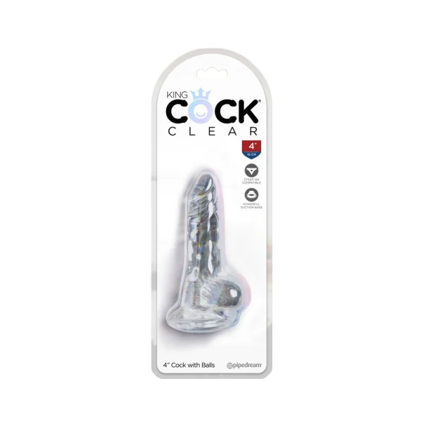 King Cock Clear 4in Cock With Balls — image 6 of 14