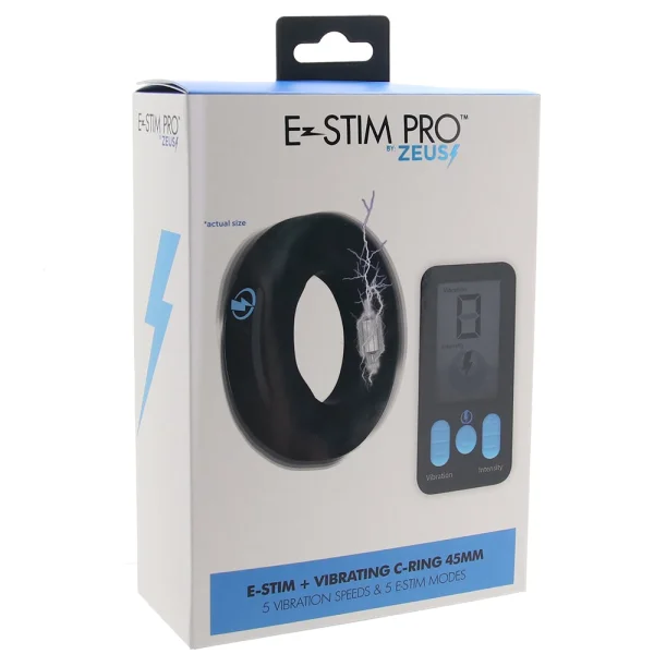 Zeus Electrosex E-Stim Pro Vibrating Silicone Cock Ring with Remote 45 mm
