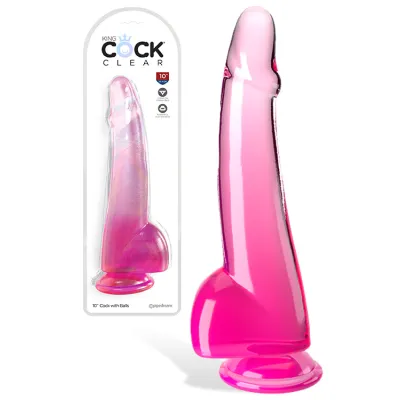 Pipedream King Cock Clear 10 Realistic Dildo with Balls Suction Cup Base