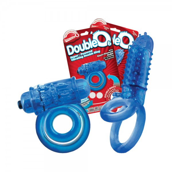 Double O 8 Speed Vibrating Cock Ring Blue