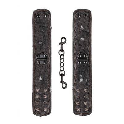 Denim Ankle Cuffs Roughend Denim Style Black Fetish Sex Toys