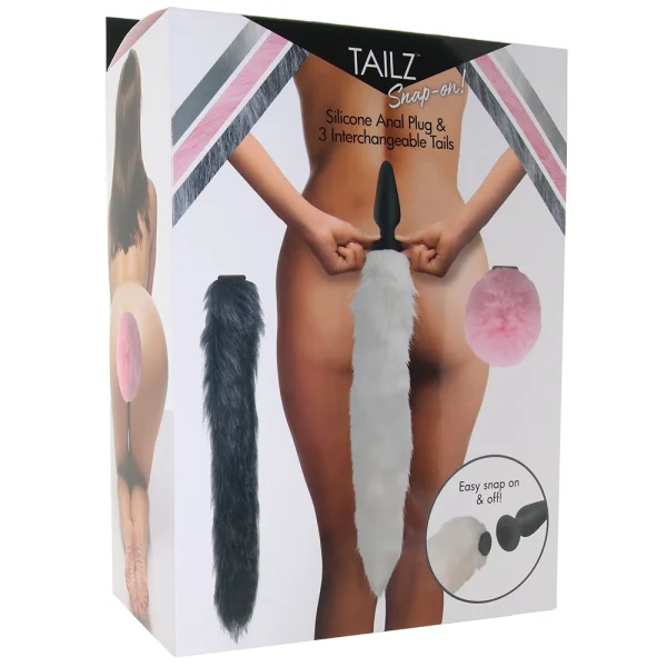 Tailz Snap-On Silicone Anal Plug & 3 Interchangeable Tails