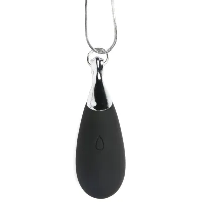 10x Vibrating Silicone Teardrop Necklace Black
