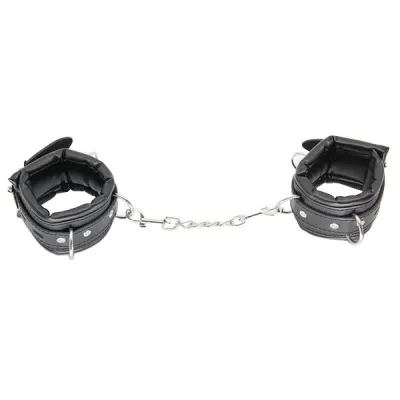 Love In Leather Faux Leather Padded Cuffs with Lock