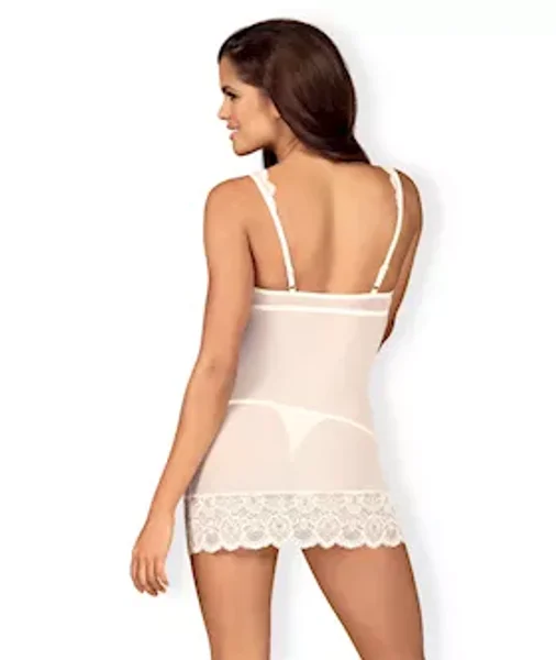 Obsessive Lust - Chemise And Thong - White - L/xl — image 3 of 3