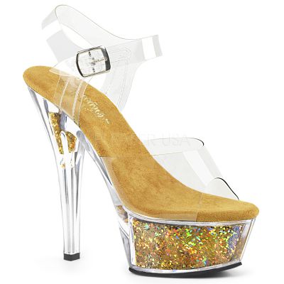 6 inches Heel 1 3 4 inches Glitter Filled PF Ankle Strap Sandal