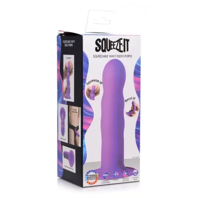 Squeeze It Squeezable Wavy Dildo Purple