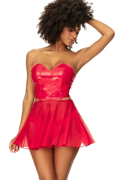 Trix Wet Look 2 In 1 Bustier & Babydoll Set By Mapale by Espiral