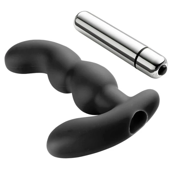 Cloud 9 - Prostate Pro Soft Angled Tip Prostate Anal Massager Black with C Rings