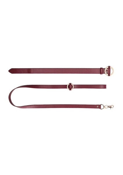 Ouch Halo Collar With Leash Burgundy
