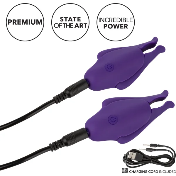CalExotics Rechargeable Nipplettes Vibrating Nipple Clamps