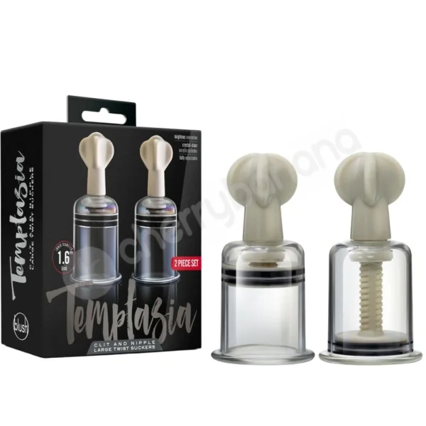 Temptasia Clit & Nipple Large Clear Set of 2 Twist Suckers