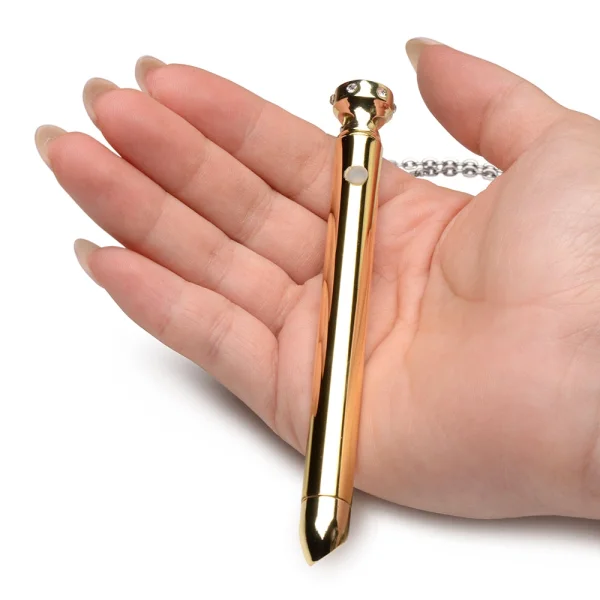 Charmed 7X Rechargeable Stainless Steel Vibrating Necklace - Gold