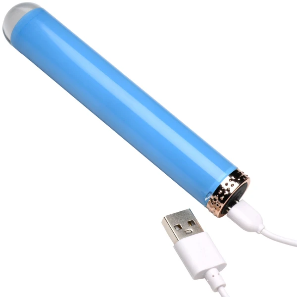Prisms Vibra-Glass 10X Rechargeable Mini Glass Vibrator - Blue
