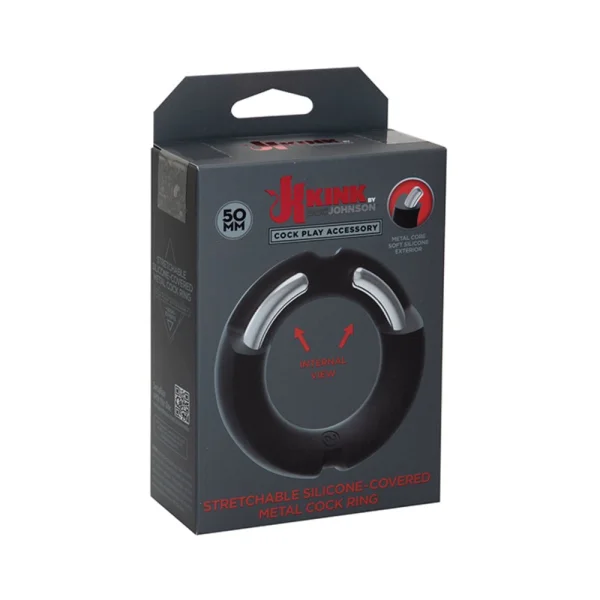 Kink By Doc Johnson Hybrid Silicone Covered Metal Cock Ring 50mm