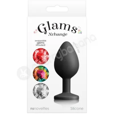 Glams Xchange Round Medium 2 8 Butt Plug With 3 Swappable Gems