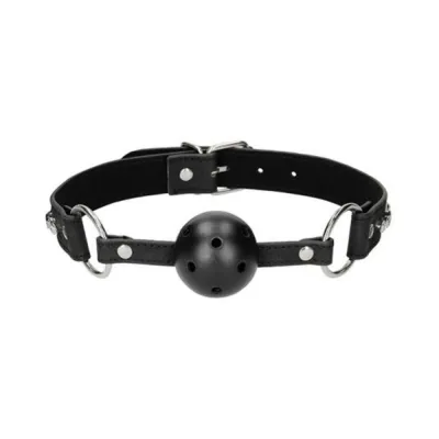 Ouch Diamond Studded Breathable Ball Gag With Straps Black