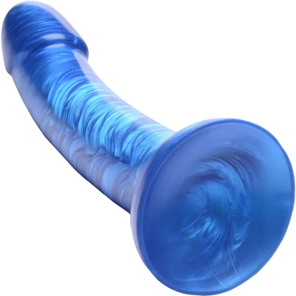 Strap U G-Tastic Silicone 7" G-Spot Dildo With Suction Cup Base - Metallic Blue