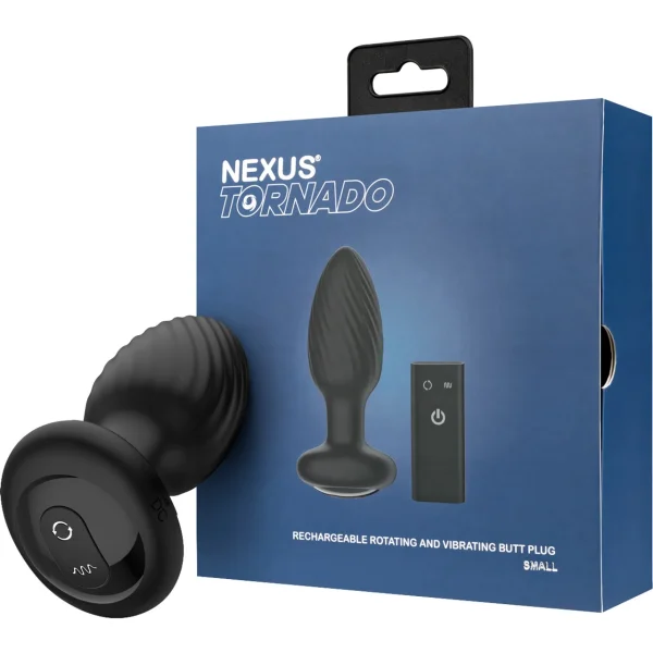 Nexus Tornado Rotating & Vibrating Rechargeable Silicone Butt Plug With Remote