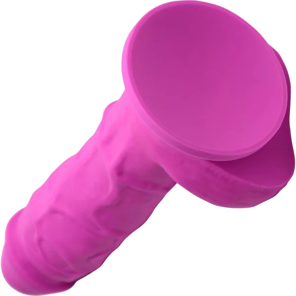 Strap U Power Pecker 7" Silicone Suction Cup Dildo With Balls - Pink