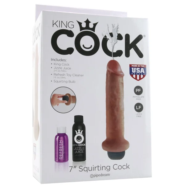 King Cock 7" Squirting Cock - Tan