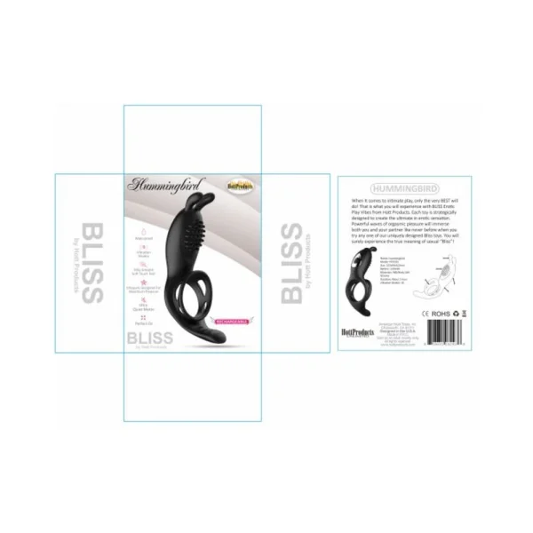 Bliss Humingbird Vibrating Cock Ring With Clit And Anal Stimulators Black — image 5 of 9