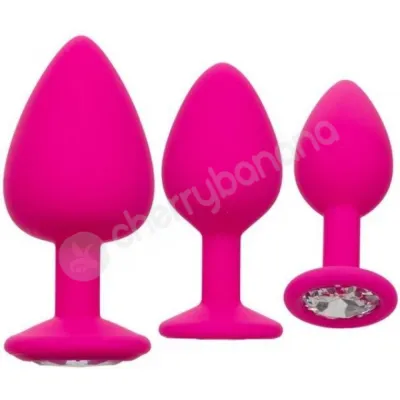 Calexotics Cheeky Gems Pink Silicone Butt Plug With Gem Base Training Kit