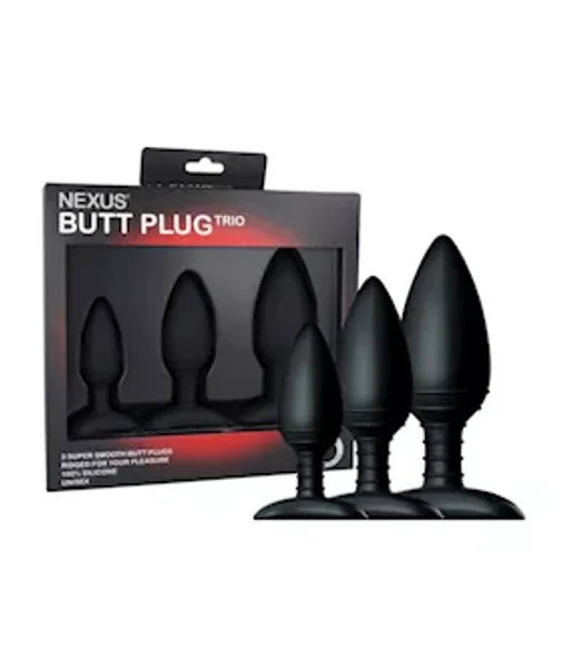Butt Plug Trio 3 Solid Silicone Butt Plugs  - Black - 5 Inch — image 5 of 6